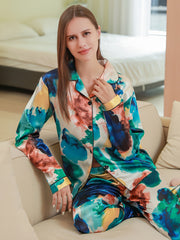 Colorblock Pajama Set Long Sleeve Top & Pants