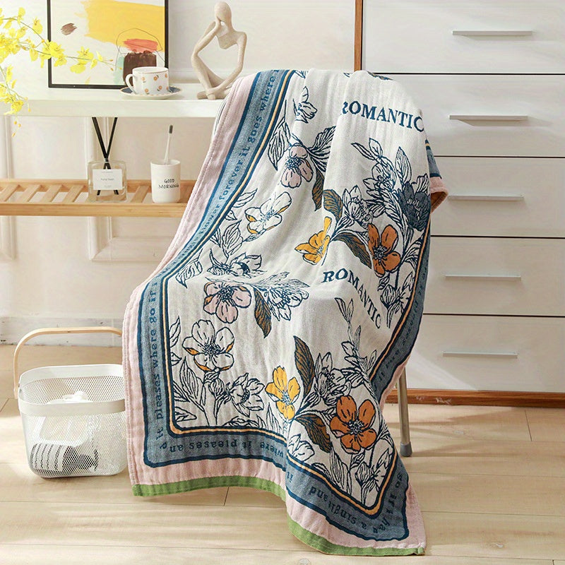 Flower Pattern Bath Sheet Soft and Absorbent Towel