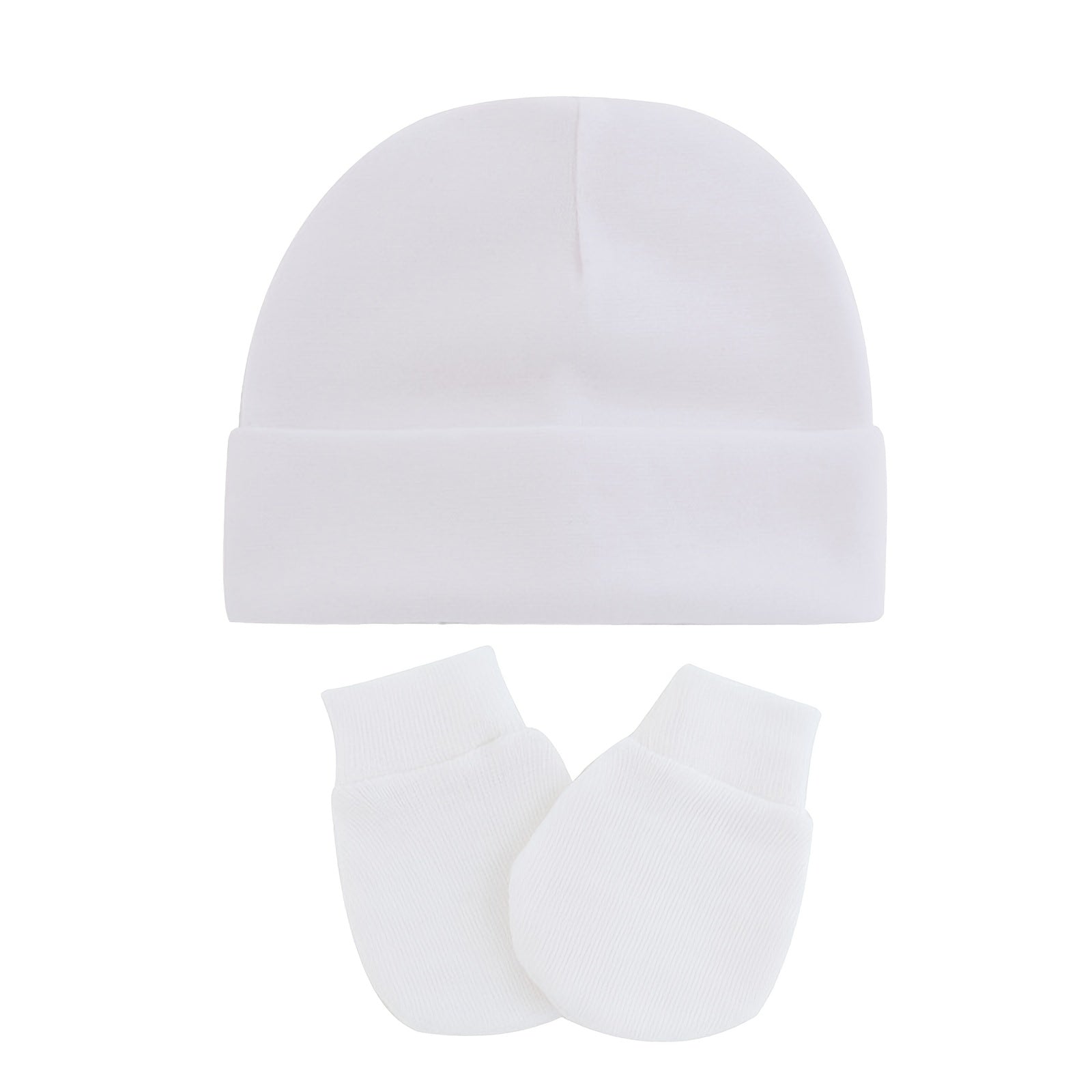 Newborn Hospital Hat Mittens Set Cotton Beanie Cap Gloves