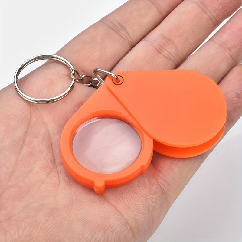 Mini Folding Magnifying Glass Key Chain HD Pendant