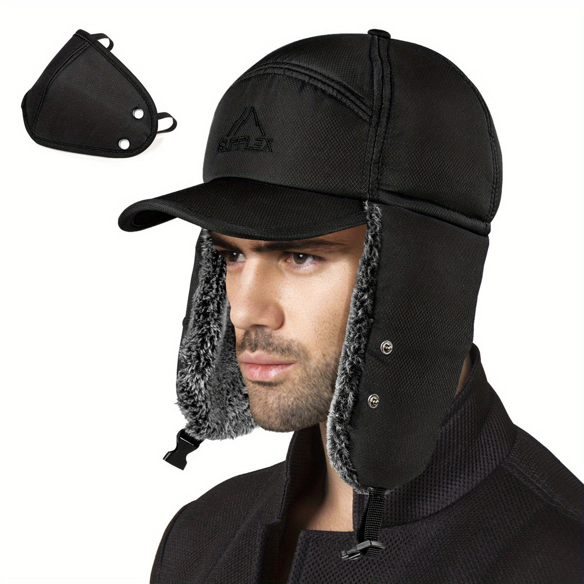 Men's Thermal Trapper Hat Fur Lined Windproof Cap