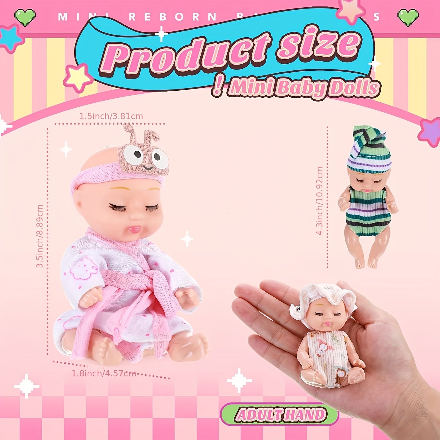 6pcs 4 Inch Mini Reborn Baby Dolls Easter Gift Realistic Doll with Clothes Set