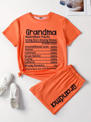 Women's Plus Size Letter Print Tee & Shorts Set
