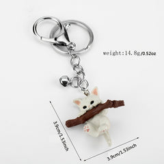 Love Simulation Branch Bell Kitten Keychain Doll Pendant