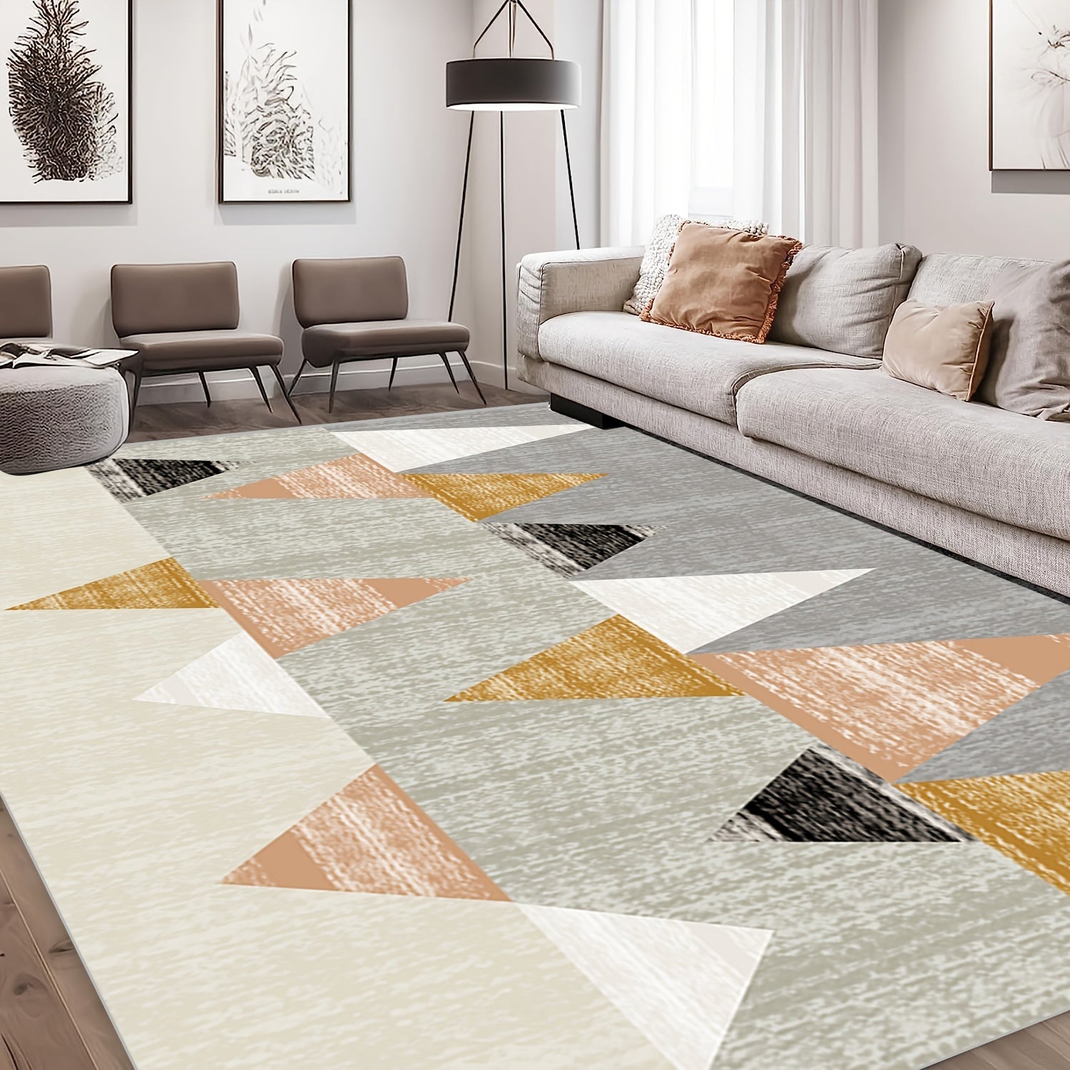 Fluffy Geometric Area Rug Soft Large Machine Washable Non-Slip Backing