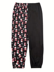  Christmas Snowman Print Sporty Pants