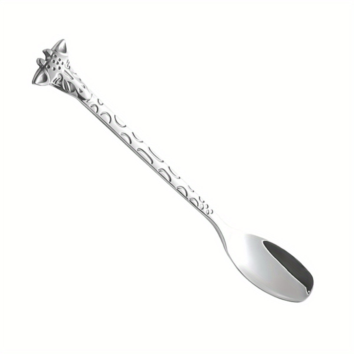 5PCS Giraffe Stainless Steel Dessert Spoon & Fork Animal Fruit Fork Mixing Spoon