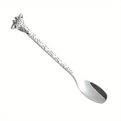 5PCS Giraffe Stainless Steel Dessert Spoon & Fork Animal Fruit Fork Mixing Spoon