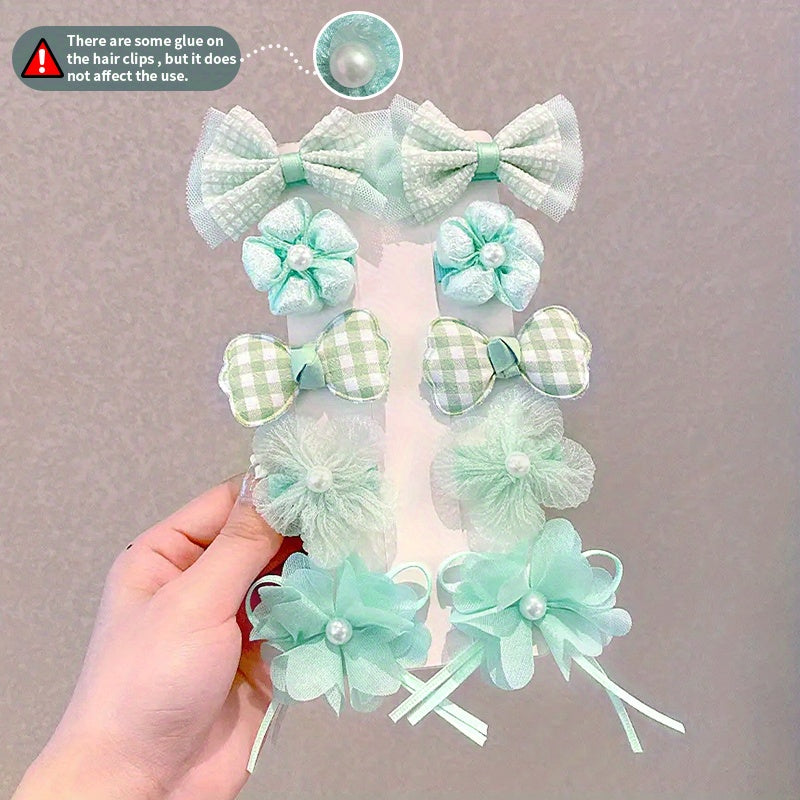 10pcs Flower Bow Hair Clips Hairpin Headwear Hair Accessories Children's Gift