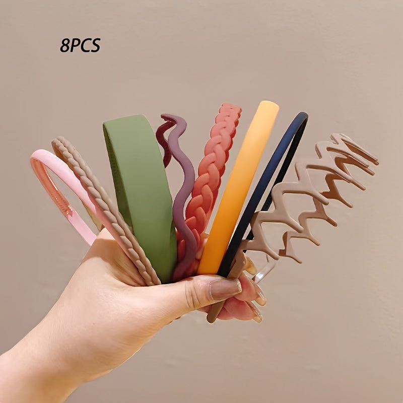 8pcs Candy Headband Non slip Hair Hoop Hair Accessories For Women Girls