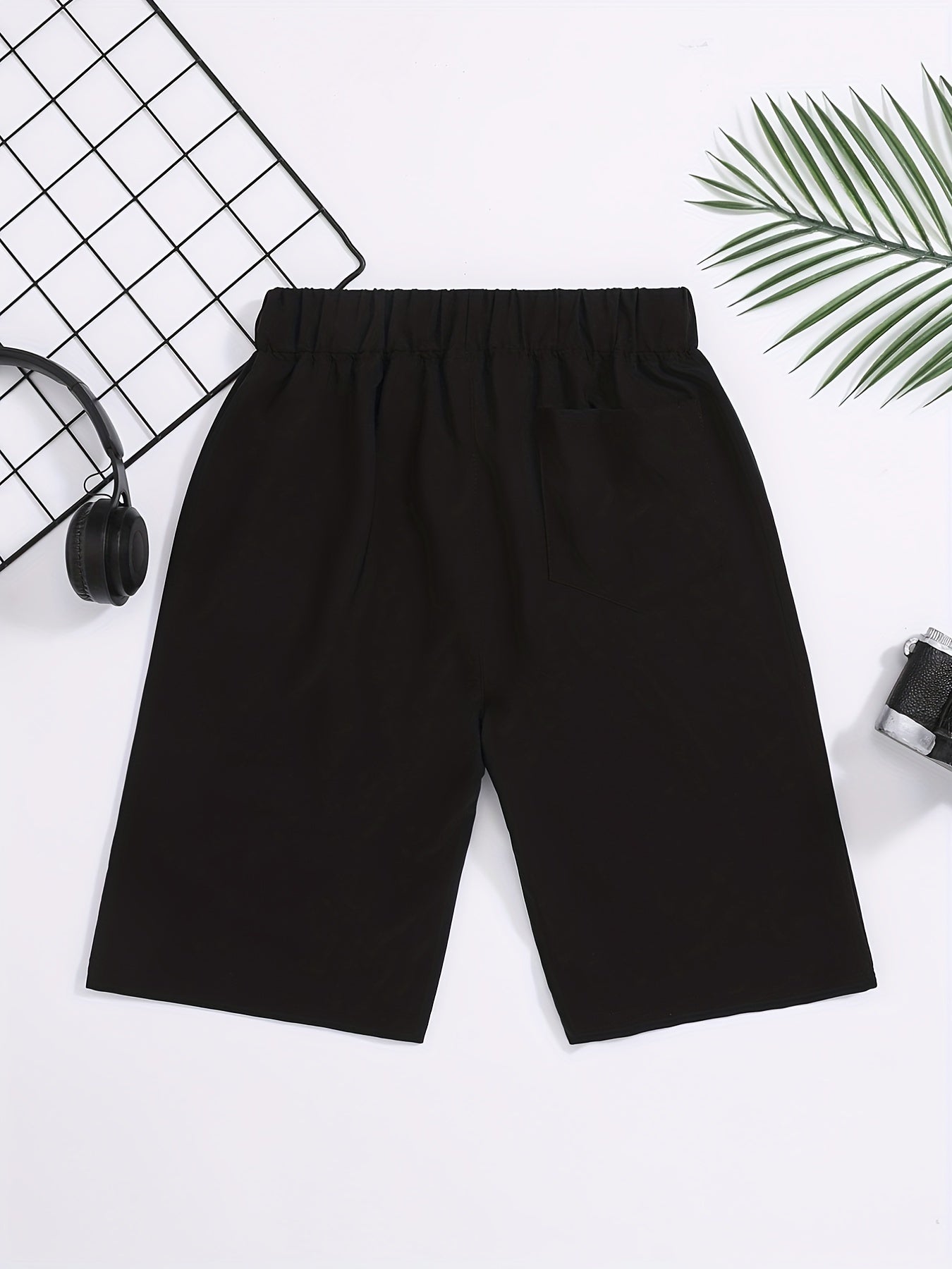 Boys Solid Shorts Elastic Waist Drawstring Quick-drying Casual Summer Outdoor