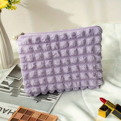 Minimalist Ruched Cosmetic Pouch Solid Carry On Bag