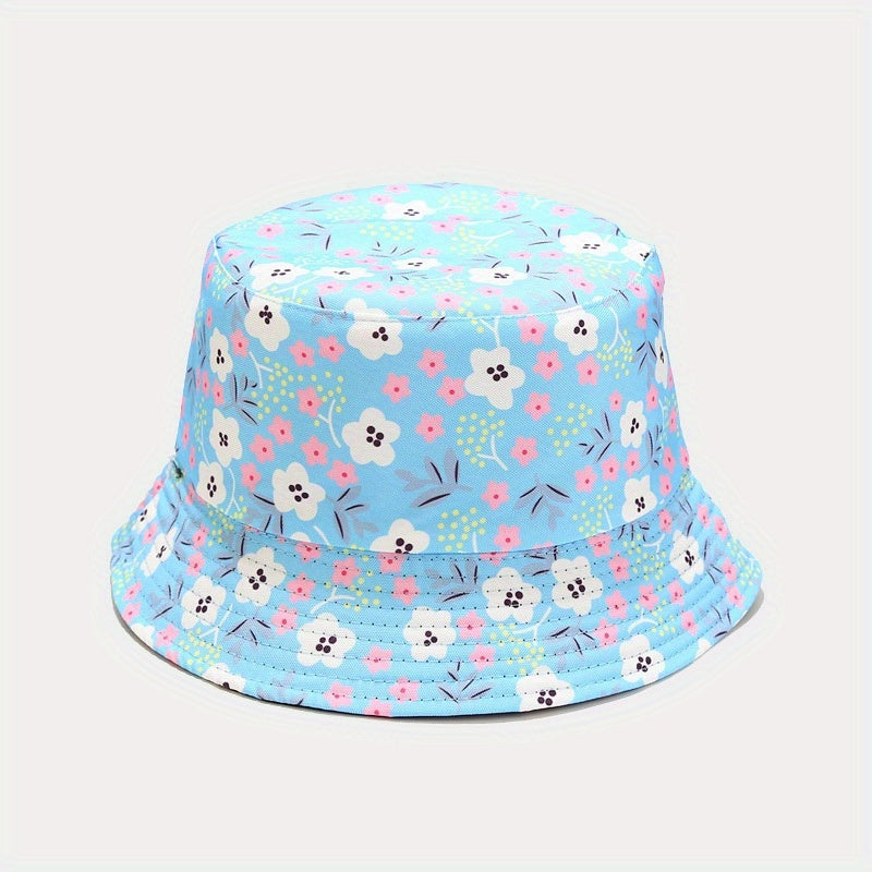 Floral Print Reversible Bucket Hat Lightweight Fisherman Cap