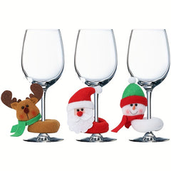 Christmas Wine Glass Hug Santa Claus Snowman Reindeer Window Decoration