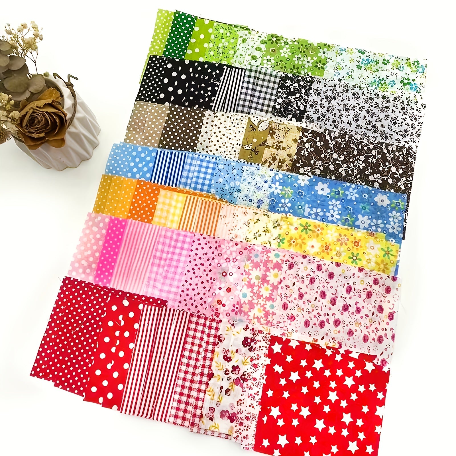 100pcs 9x9 Bright Square Fabric Quilting Printing DIY Hand Sewn Flower Cloth