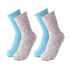 2 Pairs Pompom Fuzzy Socks Warm Mid Tube Women's Stockings