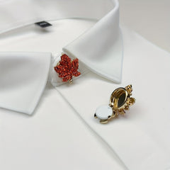 2pcs Red Maple Leaves Rhinestone Button Covers for Shirts