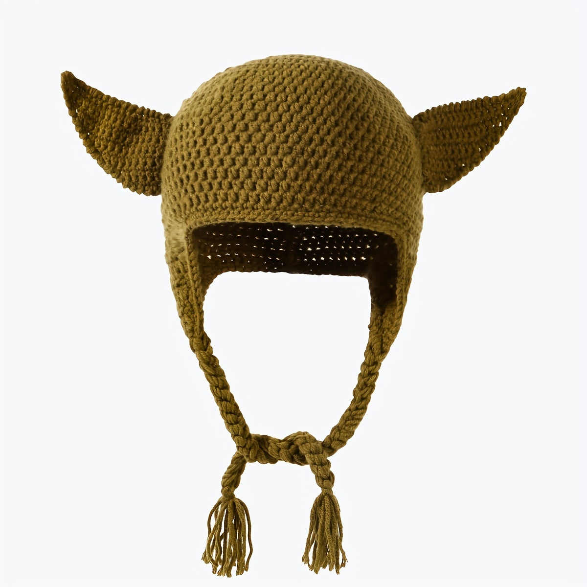 Devil Ears Knitted Beanie with Braid - Unisex