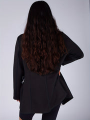  Colorblock Stripe Print Blazer
