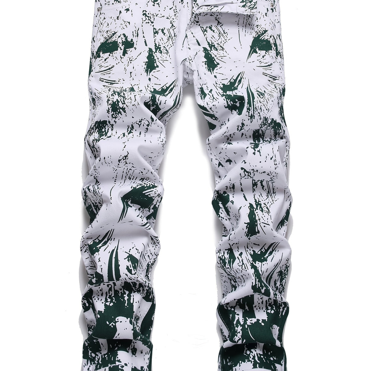 Printed Men's Jeans & Green Slim Fit Denim