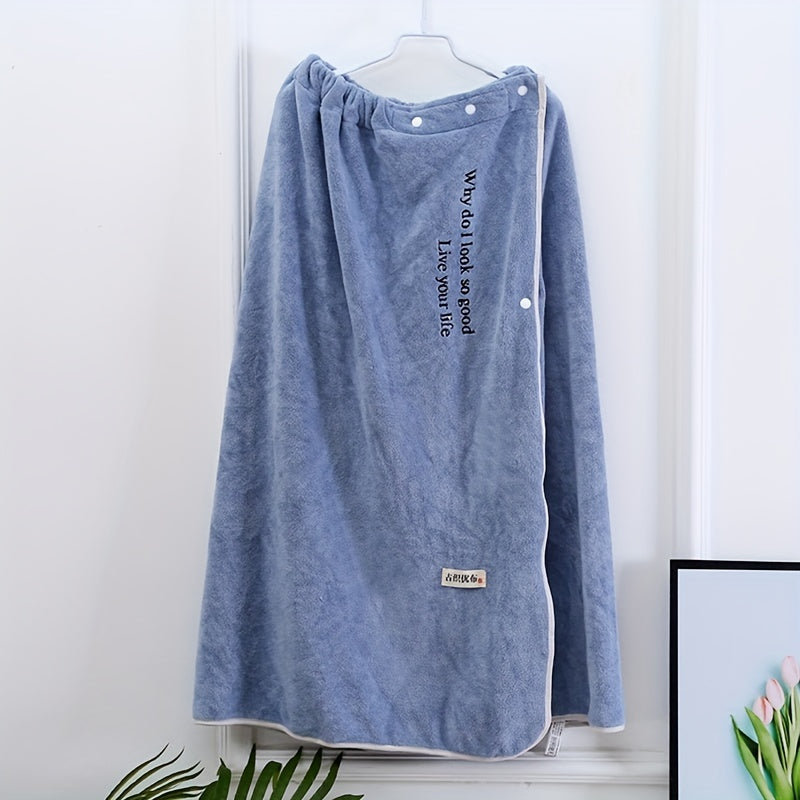Embroidered Wearable Bath Towel for Adults - Absorbent Bathrobe