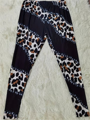  Contrast Leopard Print Stretch Leggings