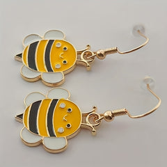 Cartoon Bee Image Stud Earrings for Women
