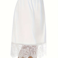 Women's Lace Trim Solid Skirt Sexy Stretch Half Slips Petticoat