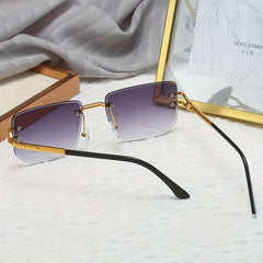 Gradient Lens Sunglasses Men Women UV400 Beach Metal Rimless Glasses