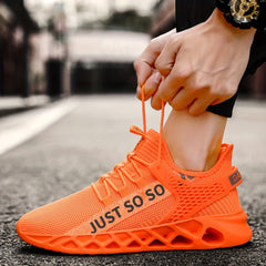 Orange Running Shoes Lace Up Flying Woven Athletic Footwear