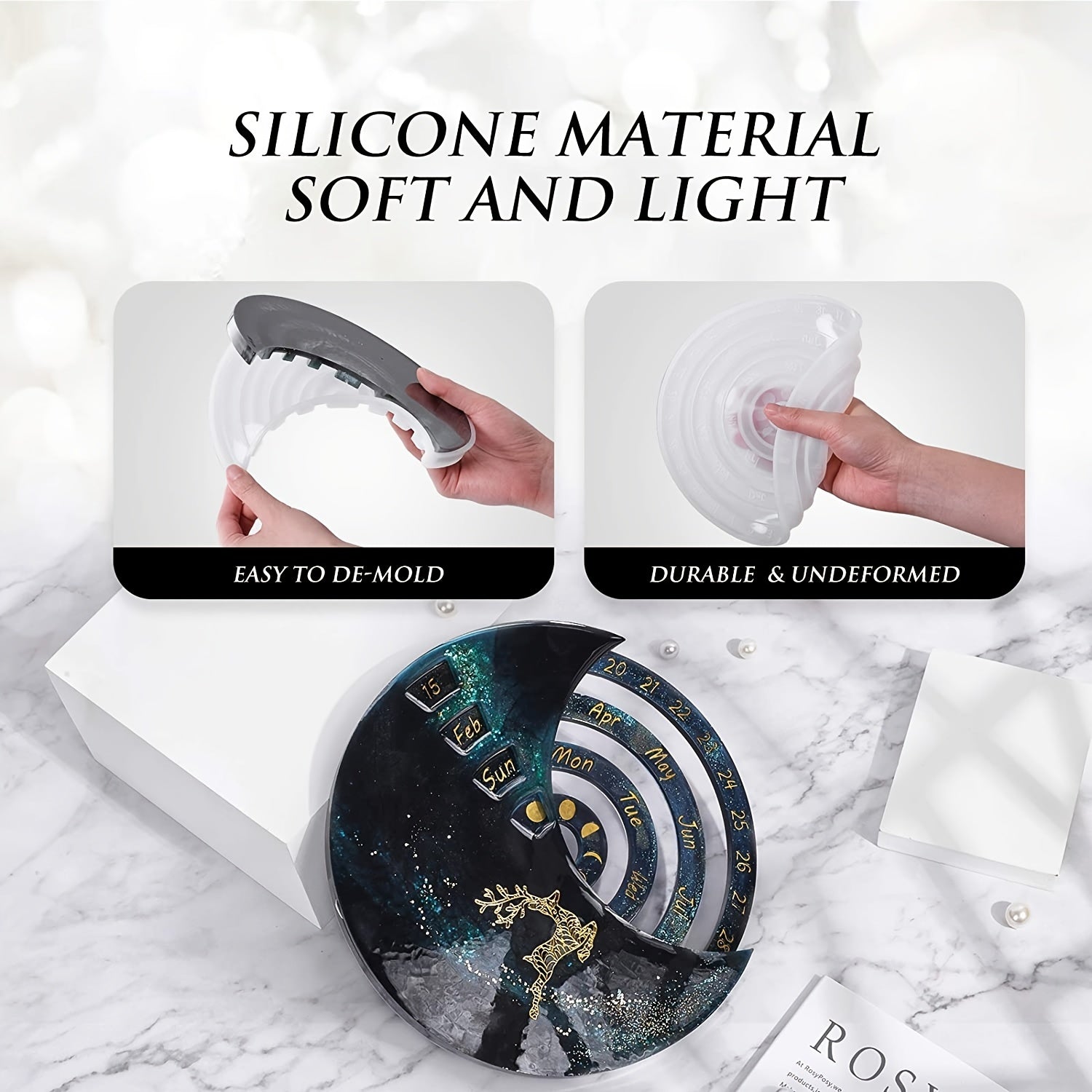 Moon Perpetual Calendar Resin Molds Set