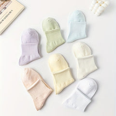 7 Pairs Solid Comfy Breathable Women's Socks Stockings & Hosiery