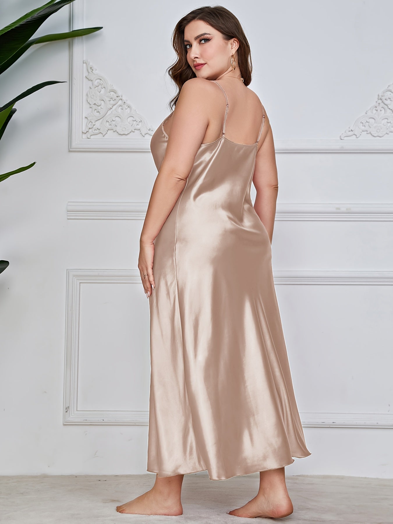  Luxe Satin Cowl Neck Cami Maxi Nightgown