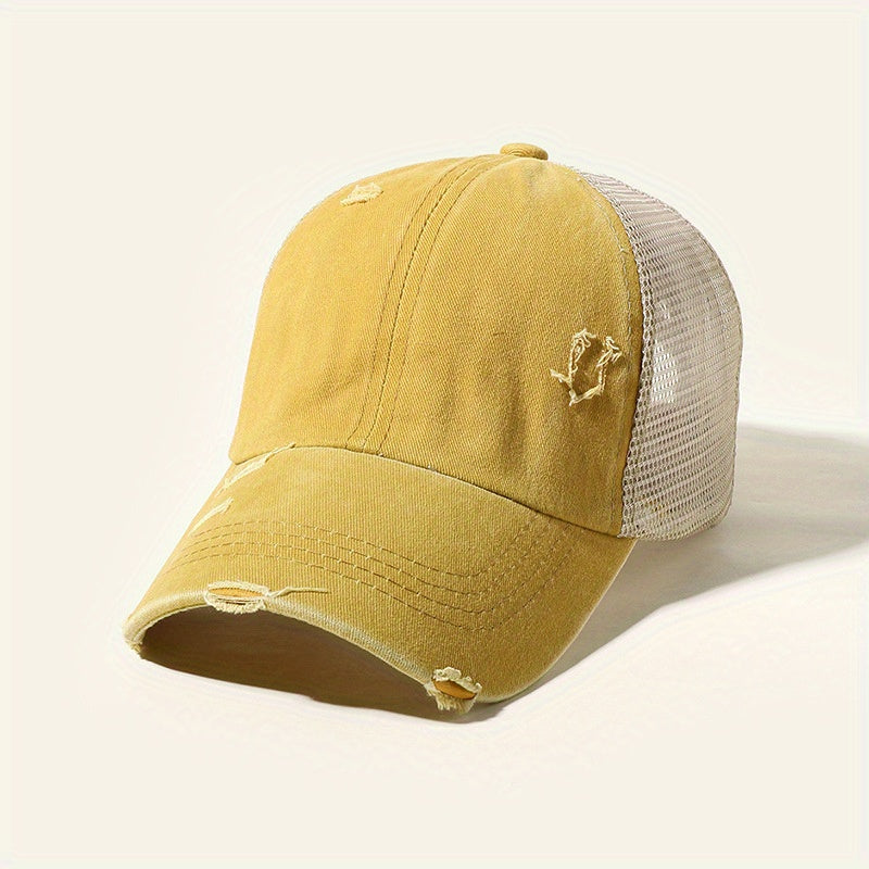 Leopard Print Ponytail Trucker Hat Dad Cap for Women
