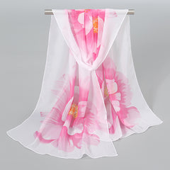 50 x 150cm Chiffon Flower Print Scarf - Casual Boho Shawl