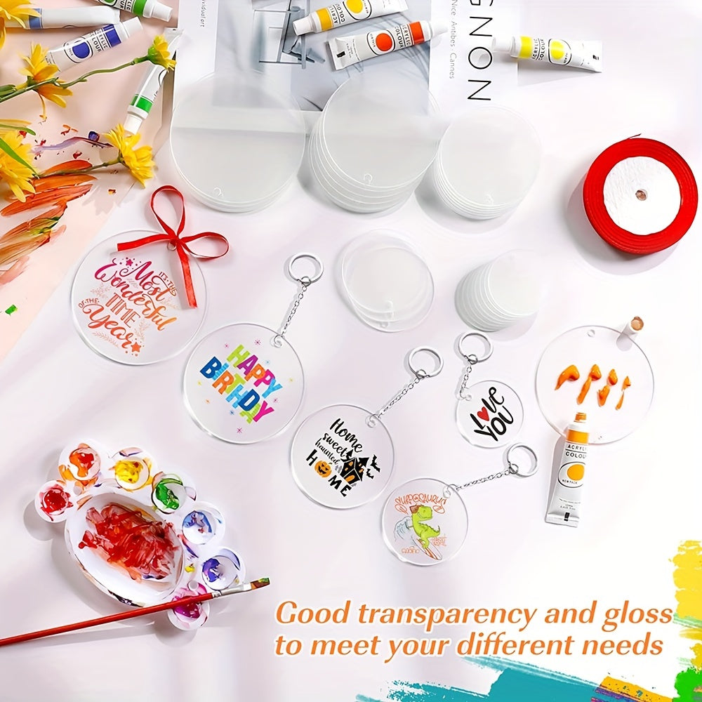50Pcs Sublimation Acrylic Round Keychain Blanks DIY Heat Transfer Key Chains