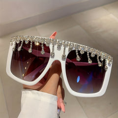 Y2K Rhinestone Oversized Square Sunglasses for Women Men