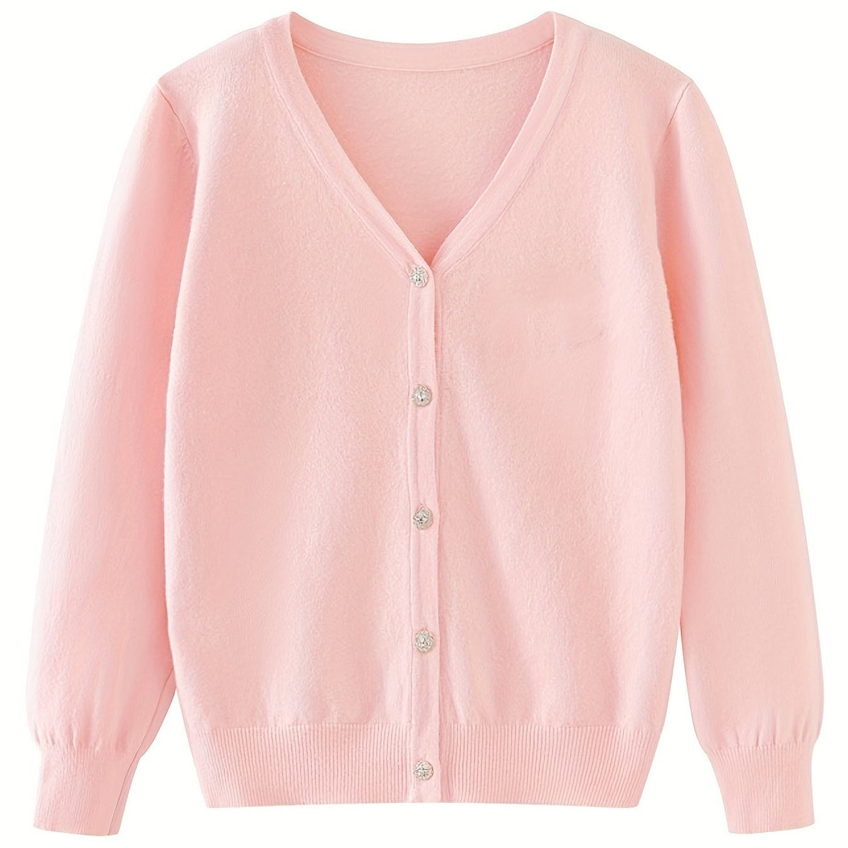 Girls' Thin Knit Cardigan Long Sleeve V Neck Sweater