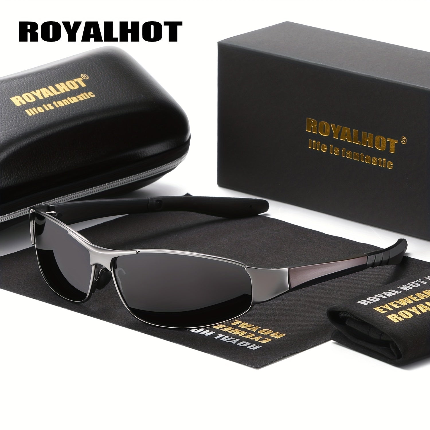 RoyalHot Men's Oval Metal Sunglasses Polarized for Driving Sports