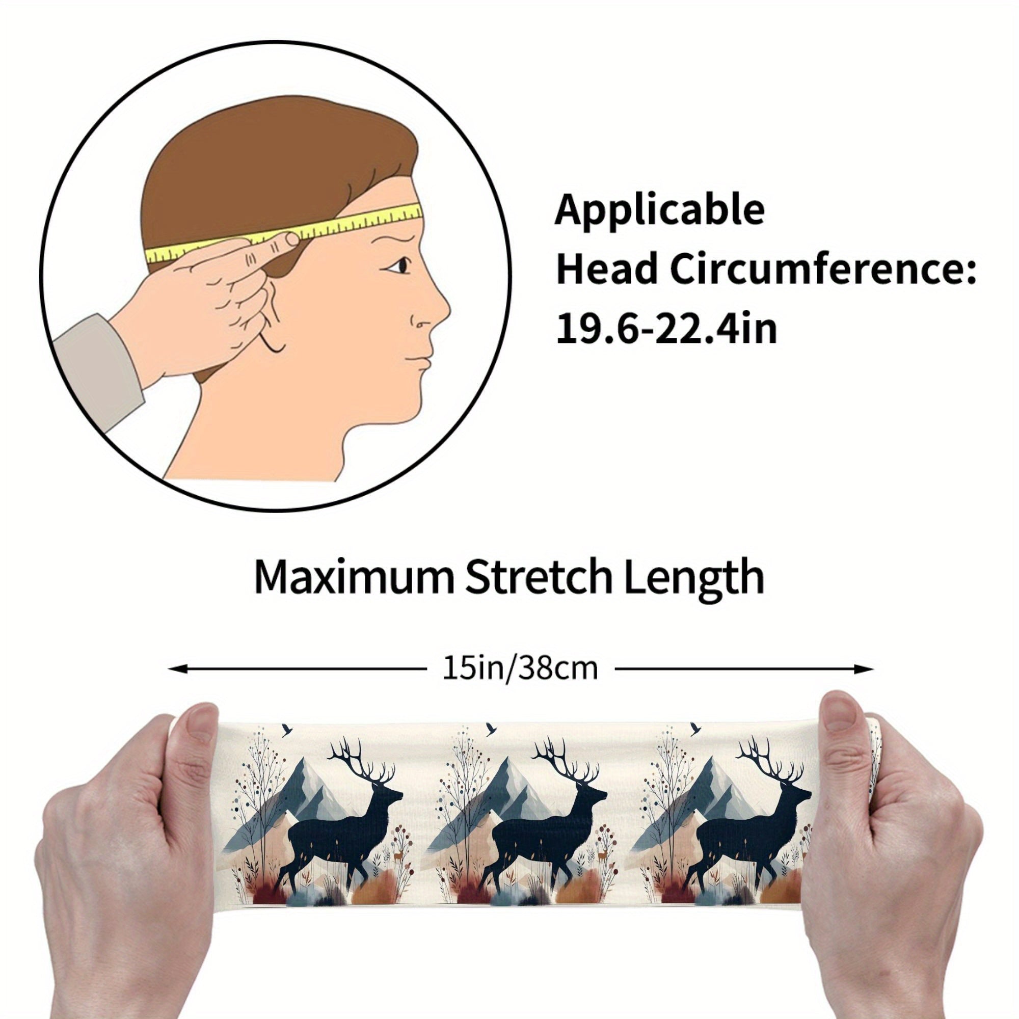 Deer & Mountain Landscape Headband Stretchy Breathable Polyester