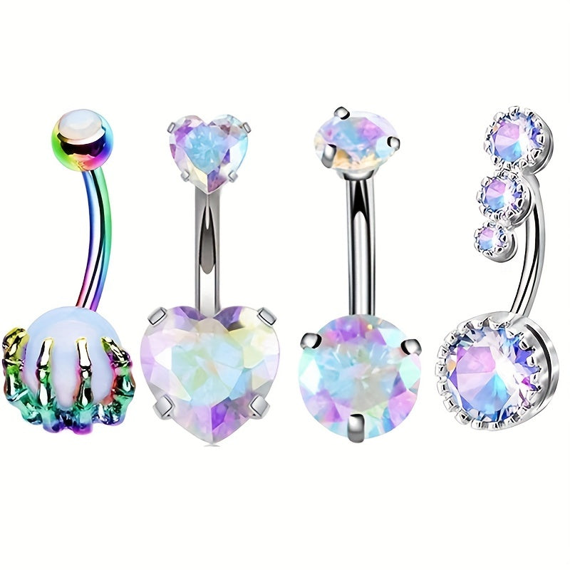 4PC Bee Navel Bar Pack Cz Belly Ring Set Women Belly Button Piercing