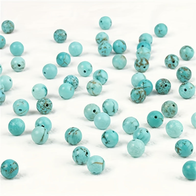 100pcs Natural Turquoise Gemstone Beads Round for Jewelry Making