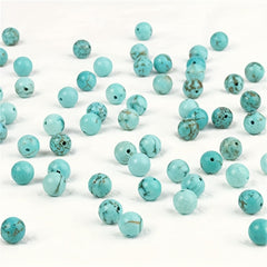 100pcs Natural Turquoise Gemstone Beads Round for Jewelry Making