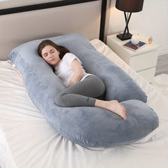 J Shaped Full Body Pillow with Cooling Cover & Removable Velvet Cushion