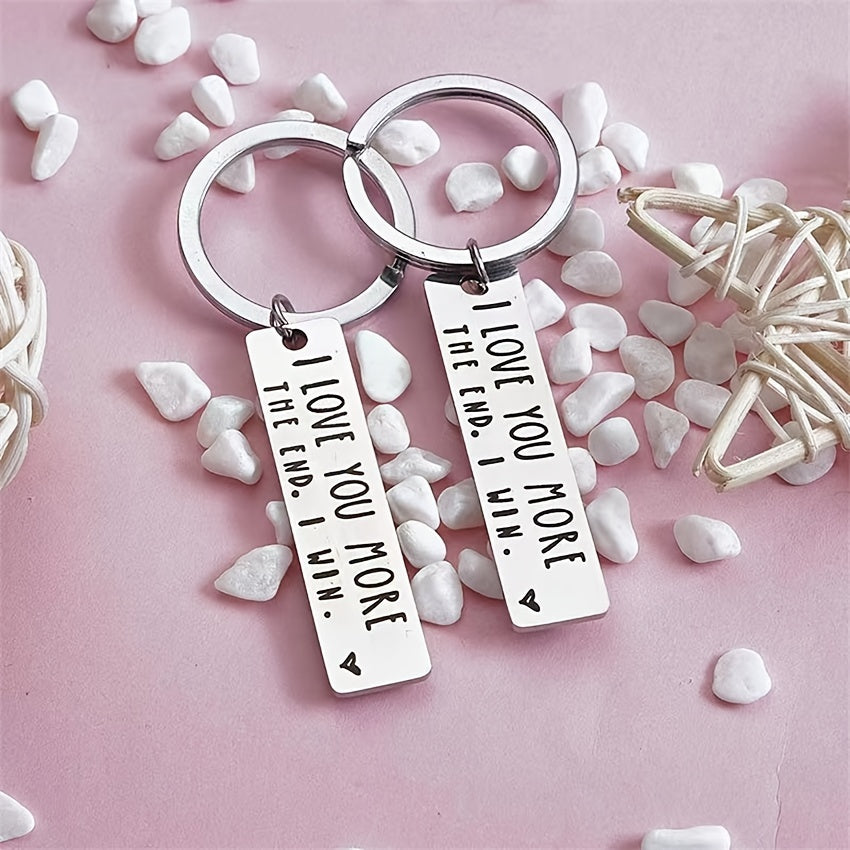 1pc Couple Stainless Steel Keychain Couple Gift Wedding Christmas Gift