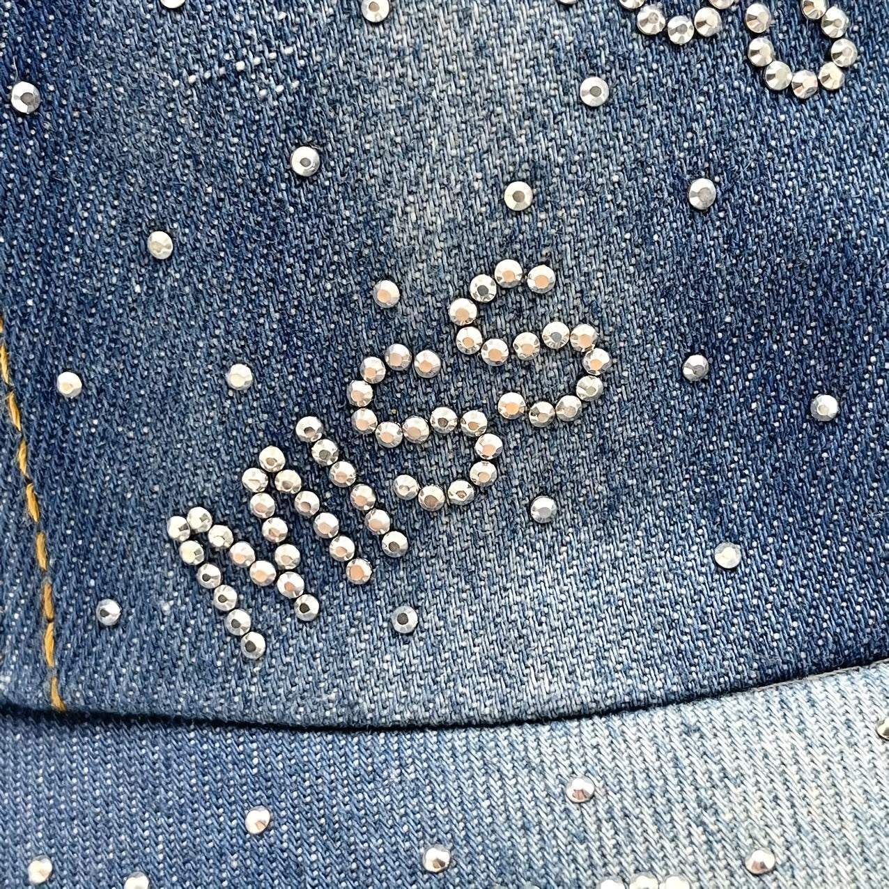 MISS Denim Baseball Cap Rhinestone Hip Hop Sun Hat Y2K Dad Hats Women