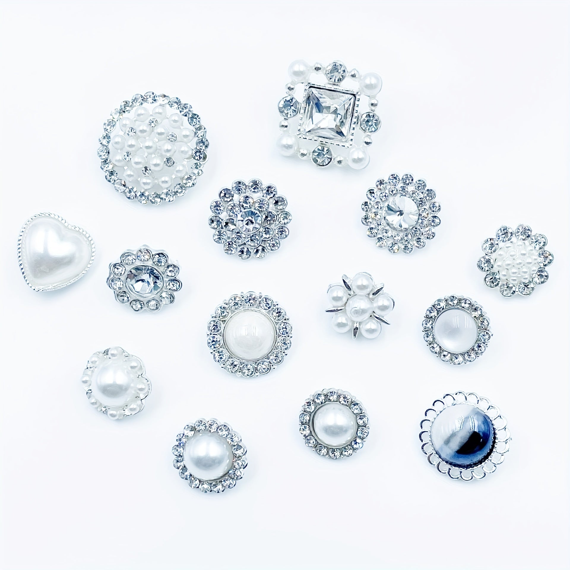 5pcs Hand Stitched Button Inlaid Diamond Pearl DIY Accessory