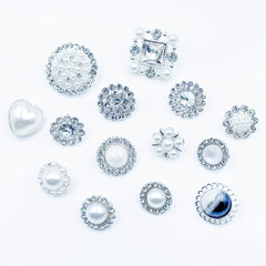 5pcs Hand Stitched Button Inlaid Diamond Pearl DIY Accessory