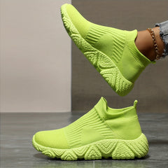 Women's Flying Woven Slip On Sneakers Lightweight Casual Walking Shoes