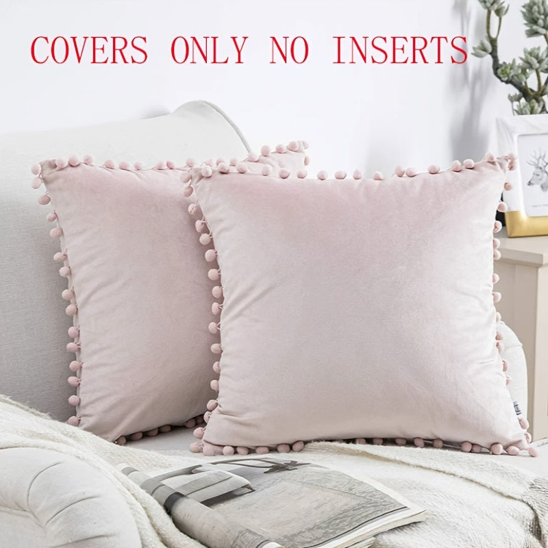 Soft Velvet Ball Tassel Shaggy Pillow Case for Home Decor